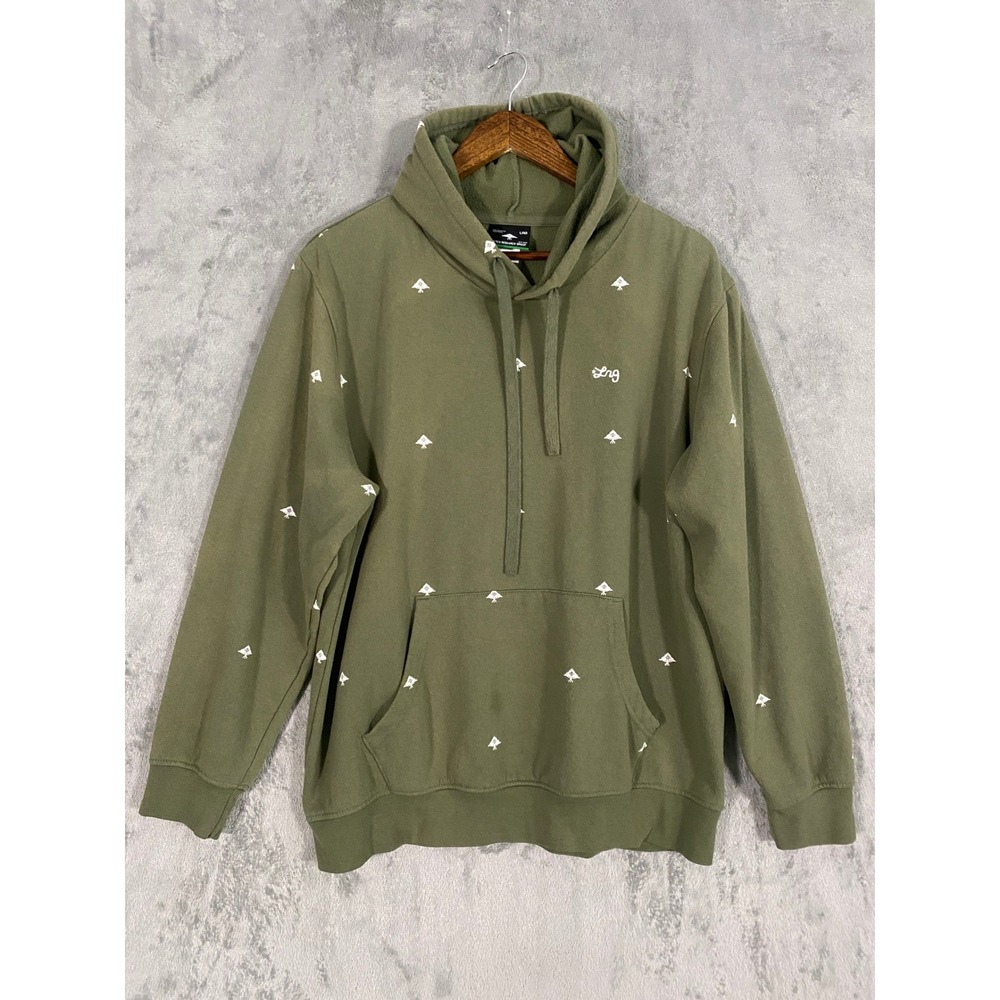 Lifted Research Group Hoodie Sz L Green All Over Tree Print Streetwear **Flaw**